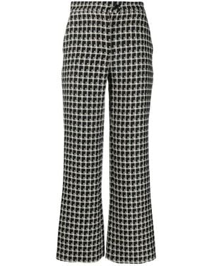 Alberta Ferretti Cropped Wide-Leg Patterned Trousers - Black