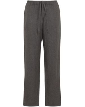 Canali Drawstring-Waist Linen Pants - Gray
