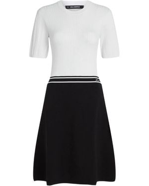 KARL LAGERFELD Cable-Knit A-Line Mini Dress - White