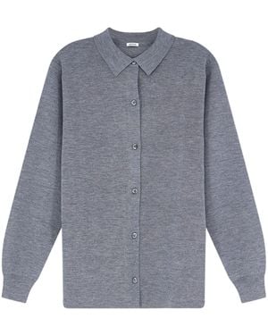 Aspesi Single-Breasted Long-Sleeve Knit Top - Gray