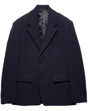 Prada Single-Breasted Technical Gabardine Jacket - Blue
