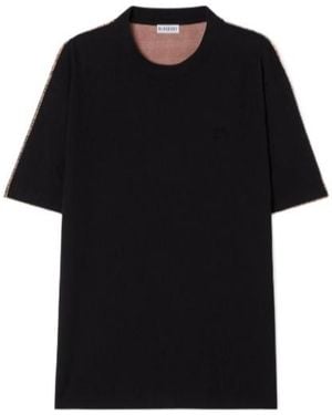 Burberry Check Cotton T-Shirt - Black
