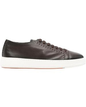 Santoni Round-Toe Lace-Up Sneakers - Brown