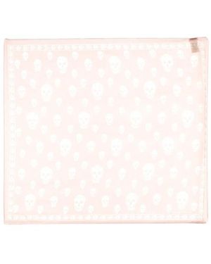 McQueen All-Over Skull Printed Scarf - White