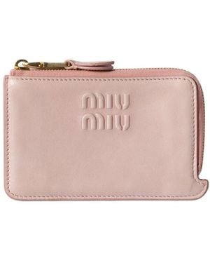 Miu Miu Nappa Leather Envelope Card Holder - Pink