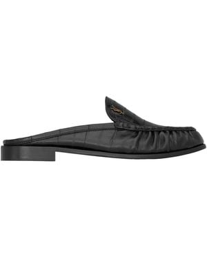 Saint Laurent Le Loafer Logo Plaque Slip-On Mules - Black