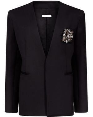 Area Collarless Suit Jacket - Black