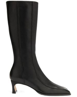 BY FAR Nieves Square-Toe Leather Boots - Black
