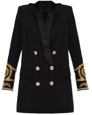 Balmain Embellished Double-Breasted Dress - Black