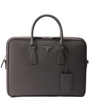 Prada Saffiano Leather Briefcase - Black