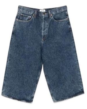 Agolde Beesley Buttoned Denim Shorts - Blue