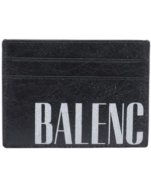 Balenciaga Logo Printed Card Holder - Black