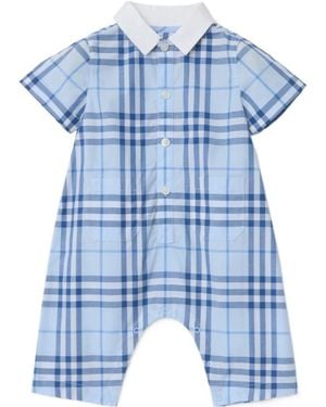 Burberry Check Cotton Playsuit - Blue