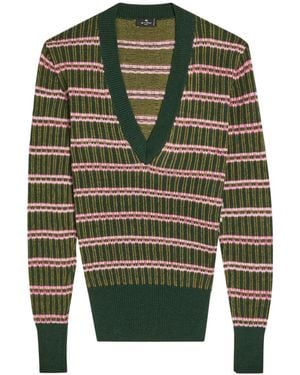 Etro Striped Long-Sleeved Knitwear - Green
