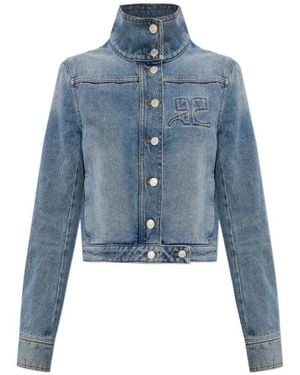 Courreges Long-Sleeved Denim Jacket - Blue