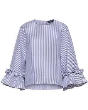 Max Mara Poplin Blouse With Ruffles And Flounces - Purple