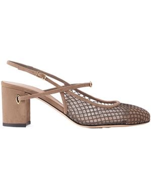 Jennifer Chamandi Mattia 65 Suede-Trimmed Mesh Pumps - Brown