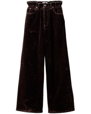 Miu Miu Wide-Leg Velvet Trousers - Black