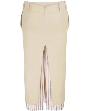 The Attico The Split-Hem Midi Skirt - Natural