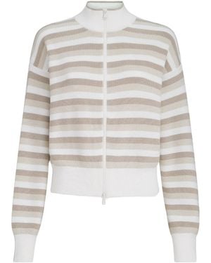 Brunello Cucinelli Ribbed Striped Cardigan - White