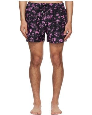 Paul Smith Travel Stories Elastic Waist Swim Trunks - Blue