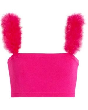 Magda Butrym Faux Fur-Trimmed Bralette - Pink