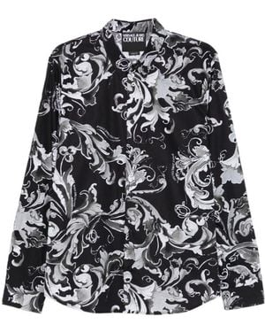Versace Jeans Couture Baroque-Print Long-Sleeves Shirt - Black