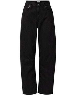 Citizens of Humanity Miro Long Mid-Rise Barrel-Leg Jeans - Black