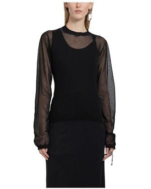Ann Demeulemeester Logo Long-Sleeved T-Shirt - Black
