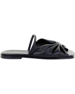 Vic Matié Pleated Slide Sandals - Black