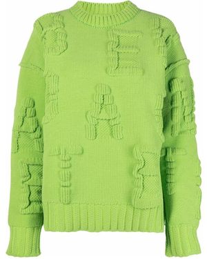 Bottega Veneta Alphabet Motif Ribbed-Knit Jumper - Green