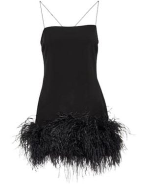 The Attico Feather-Trimmed Minidress - Black