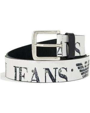 Armani Jeans Logo Printed Belt - White