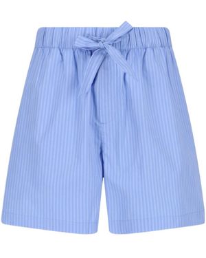 Tekla Pinstriped Drawstring Shorts - Blue