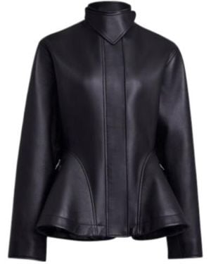 Alaïa Lambskin Peplum Leather Jacket - Blue