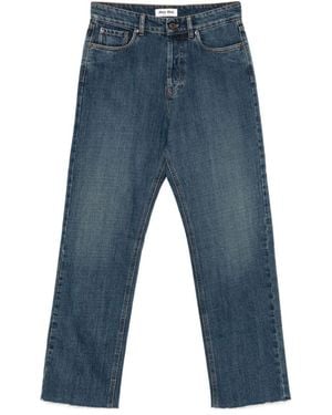 Miu Miu Logo-Embroidered Straight-Leg Jeans - Blue