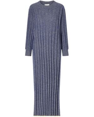 The Elder Statesman Ribbed Cashmere Maxi Dress - Blue