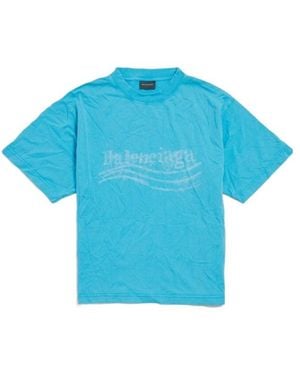 Balenciaga Washed Crayon Political T-Shirt - Blue