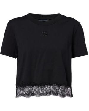Dolce & Gabbana Lace-Trimmed Top - Black
