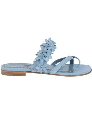 Manolo Blahnik Floral Embellished Sandals - Blue