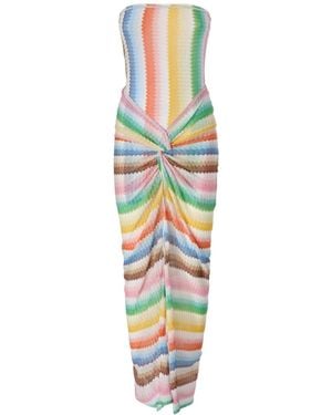 Missoni Strapless Zigzag Beach Dress - White