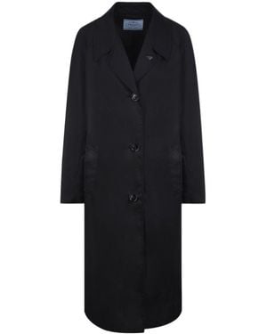 Prada Re-Nylon Single-Breasted Rain Coat - Blue