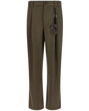 Song For The Mute Pinstripe Wide-Leg Trousers - Green