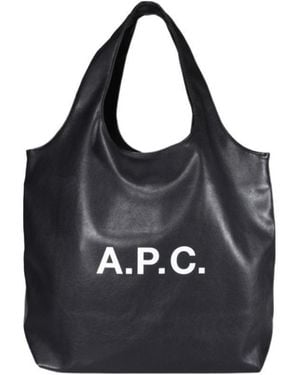 A.P.C. Logo Shopper Tote Bag - Black