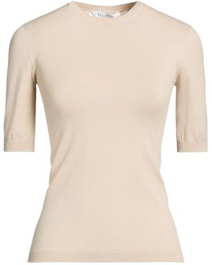 Max Mara Solid-Color Short-Sleeved Knit Top - Natural
