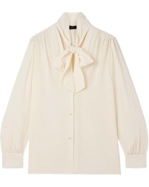 Nili Lotan Tie-Neck Button-Front Top - Natural