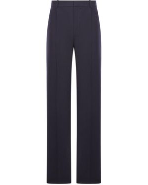 Saint Laurent High Waist Straight Leg Trousers - Blue