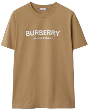 Burberry Logo Cotton T-Shirt - Natural