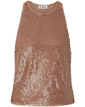 STAUD Bree Sequined Top - Brown