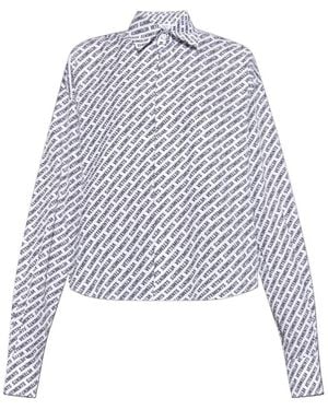 Vetements Logo Printed Buttoned Shirt - White